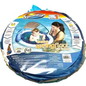 Baby Float Sun Canopy Adjustable Spring For 9-24 Months Blue SwimWays NEW